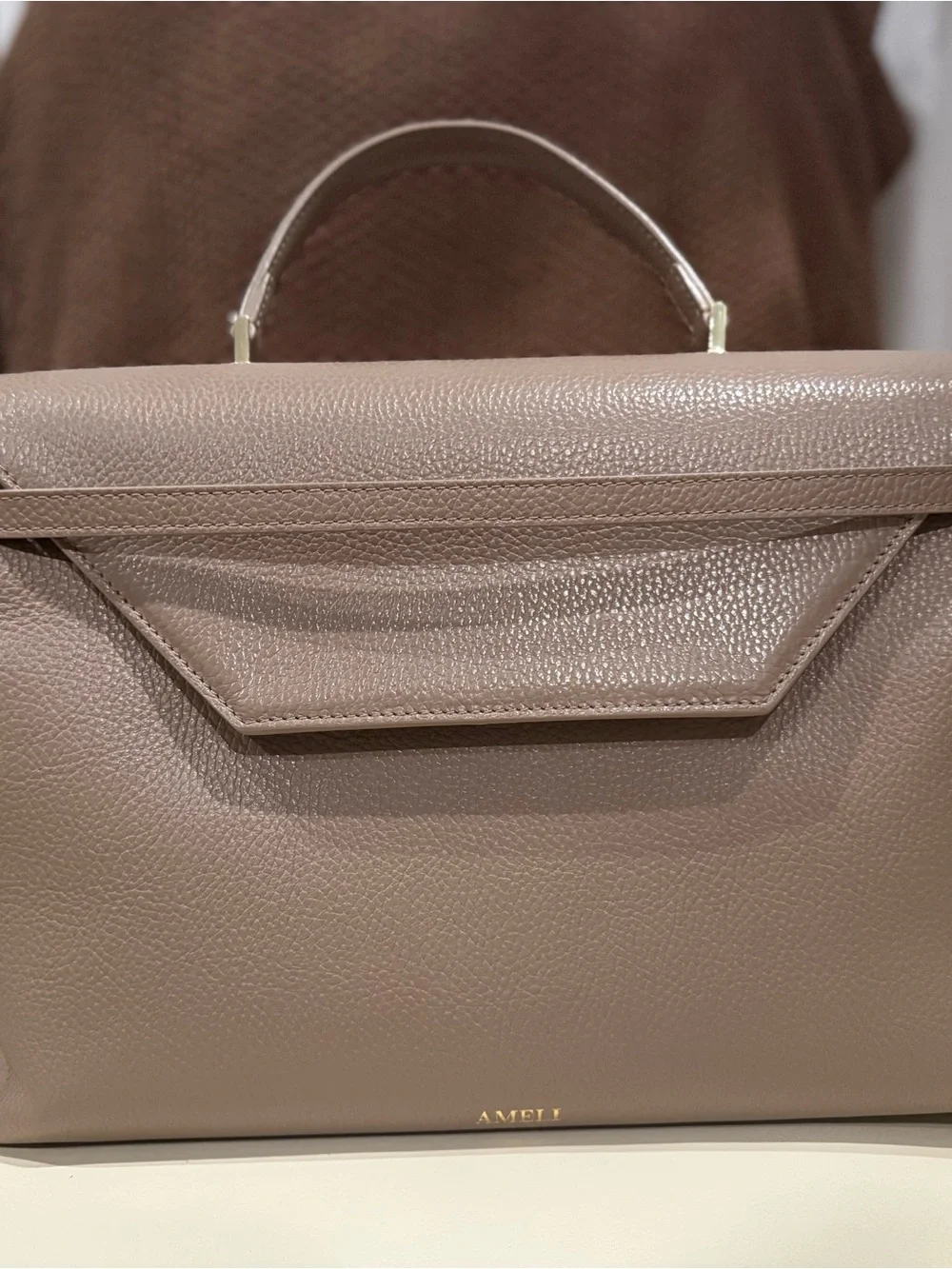 AMELI / ALEMI  VIADUKT WORK soft grain leather bag in greige & custom insert